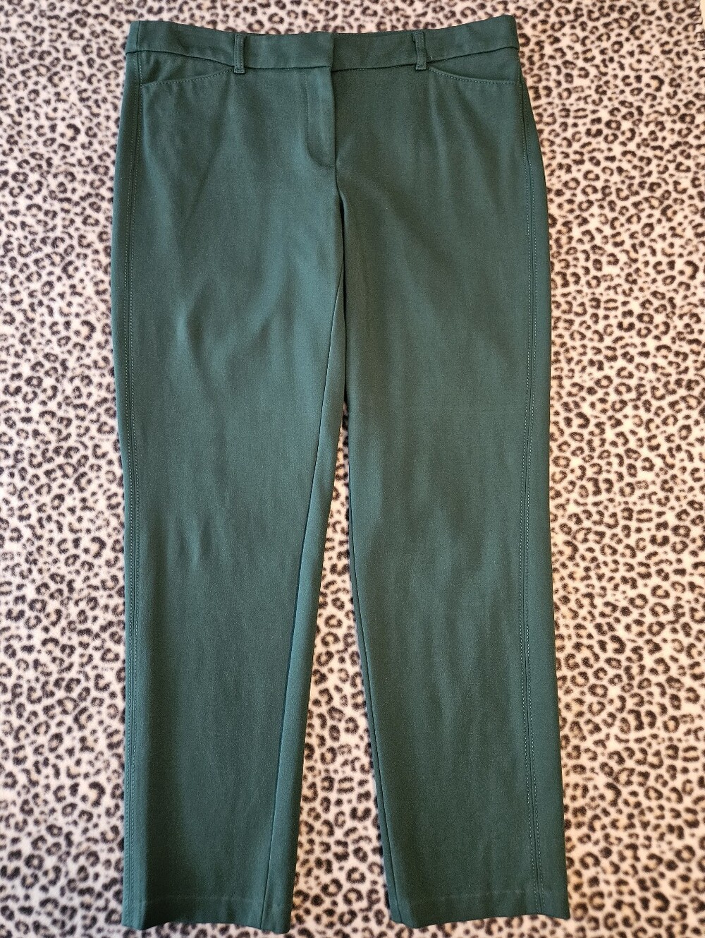 WHBM Bottle Green Ponte Slim Ankle Dress Pants, Size 8R, GUC